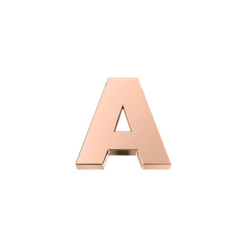Classic letter A in rose gold.