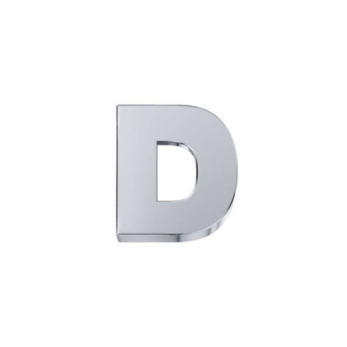 Classic letter D in white gold.