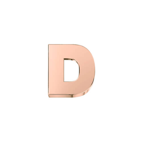 Classic letter D in rose gold.