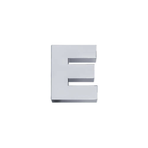 Classic letter E in white gold.