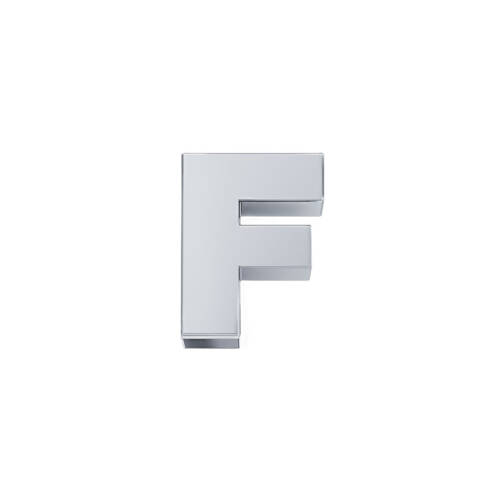 Classic letter F in white gold.
