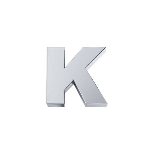 Classic letter K in white gold.