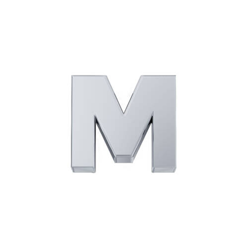 Classic letter M in white gold.