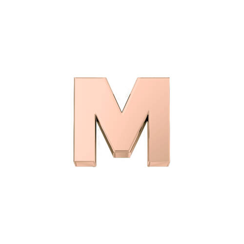 Classic M letter in rose gold.