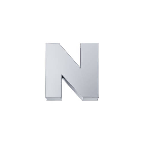 Classic letter N in white gold.