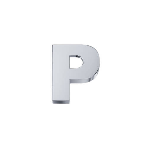 Classic letter P in white gold.