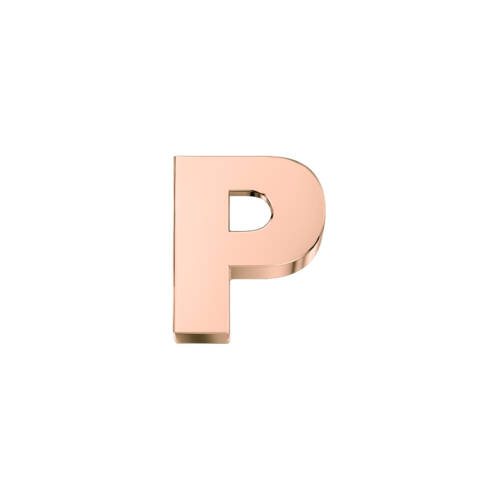 Classic letter P in rose gold.