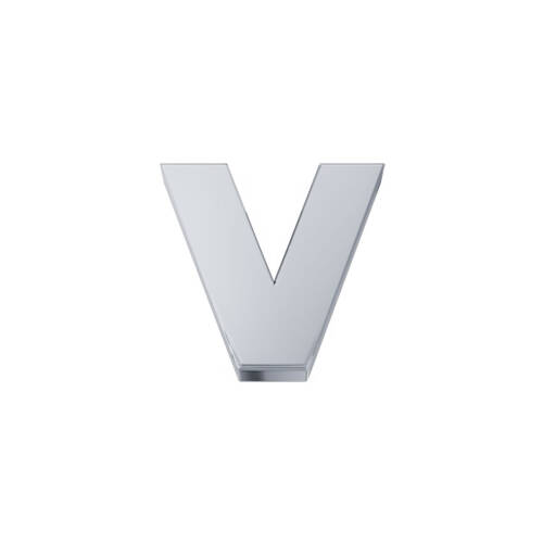 Classic letter V in white gold.