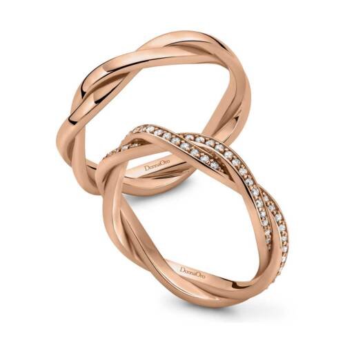 Fedi "Arianna" in oro rosa e diamanti
