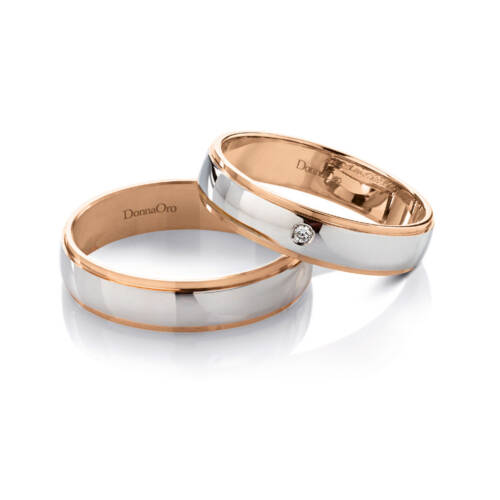 Fedi "Vera" in oro bianco e rosa e diamanti