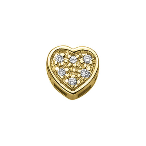 Cuore Piatto in oro giallo e diamanti