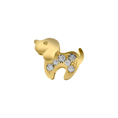 Cane in oro giallo e diamanti