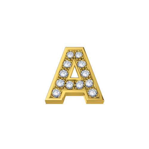 Letter A Classic in yellow gold and diamonds