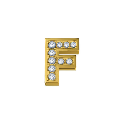 Letter F Classic in yellow gold and diamonds