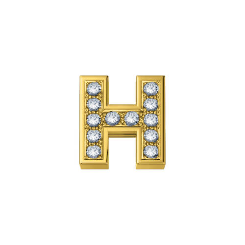 Classic H letter in yellow gold and diamonds