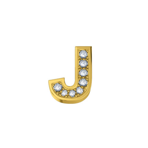 Letter J Classic in yellow gold and diamonds