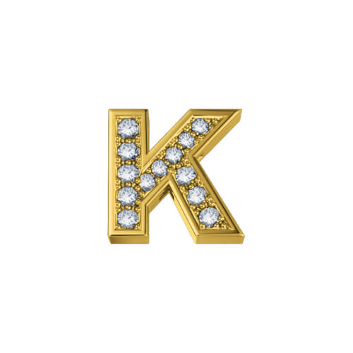 Letter K Classic in yellow gold and diamonds