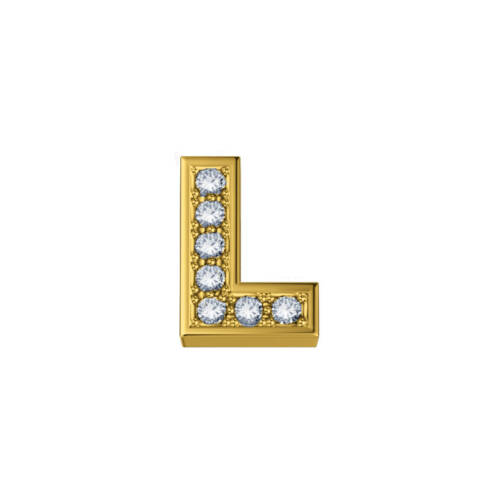 Classic L letter in yellow gold and diamonds
