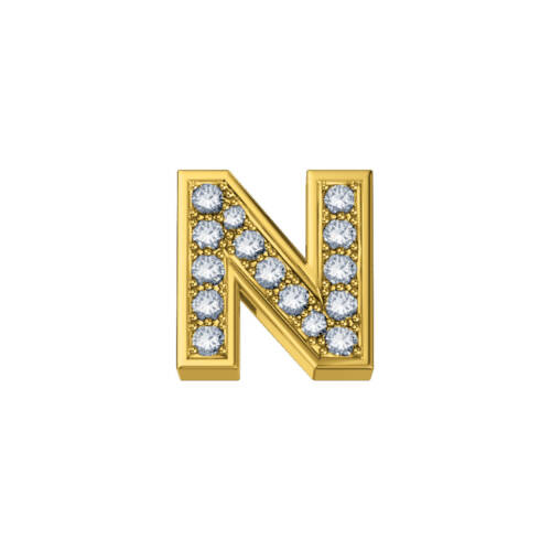 Classic Letter N in yellow gold and diamonds