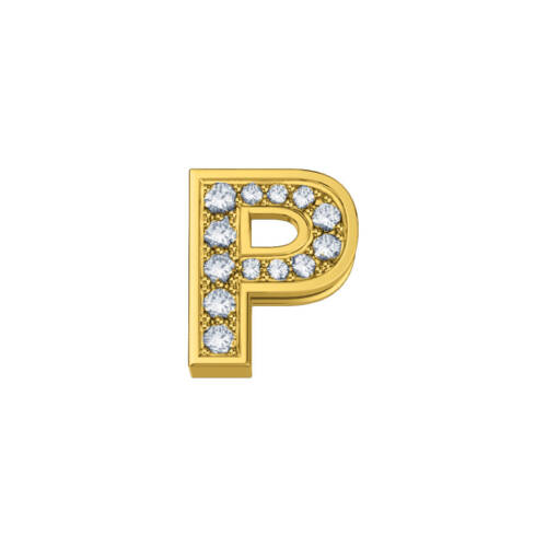 Classic letter P in yellow gold and diamonds