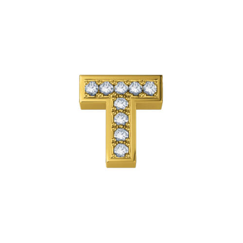 Classic T letter in yellow gold and diamonds