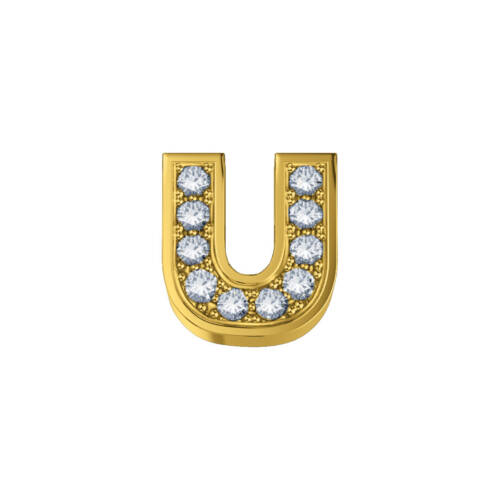 Classic U letter in yellow gold and diamonds