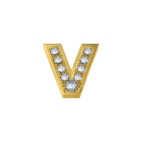 Letter V Classic in yellow gold and diamonds
