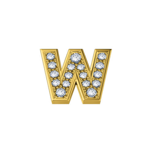 Classic W letter in yellow gold and diamonds