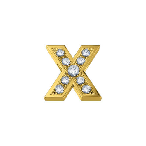 Lettera X Classica in oro giallo e diamanti