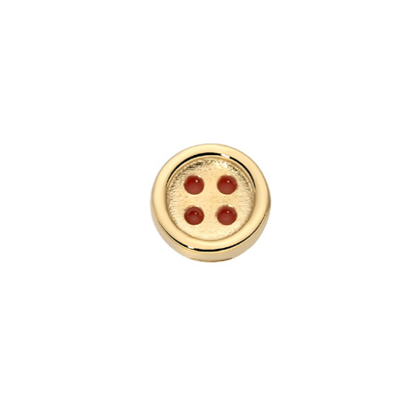 Bottone Oro Giallo E Smalto Rosso