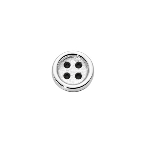 White Gold And Black Enamel Button