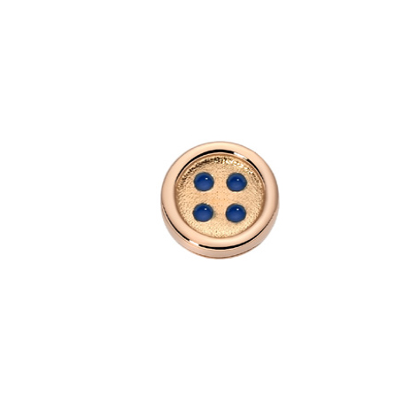 Bottone Oro Rosa E Smalto Blu